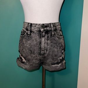 Black Ripped Jean Shorts